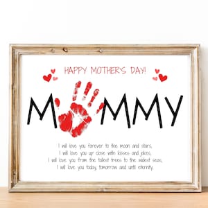 Happy Mother's Day Mommy, Handabdruck Art Craft, Gedicht für Mom, I Love Mommy, Muttertag DIY Geschenk, Muttertag, druckbare Andenken