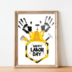 Labor Day Handabdruck Handwerk, druckbare Karte zum Tag der Arbeit, Patriotische Handabdruck Kunst, Andenken am Tag der Arbeit, Aktivität für Gemeinschaftshelfer Arbeitstag Dekor
