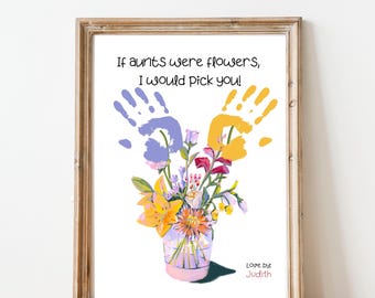 Aunt Birthday Handprint Craft, If Aunts Were Flowers I'd Pick You, Keepsake Gift from Niece Nephew (Digital Download)
