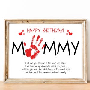 Happy Birthday Mommy, Handprint Art Craft, Poem for Mom, Mother's Birthday Gift, I Love Mommy, Baby Keepsake, Mom Birthday Poem