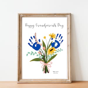 Großeltern Tag Handabdruck Kunst, Blumenstrauß Handwerk, Geschenk vom Enkelkind (Digitaler Downlaod)