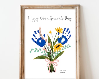Grandparents Day Handprint Art, Flower Bouquet Craft, Gift from Grandchild (Digital Downlaod)