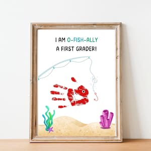 O-Fish-Ally a First Grader Handprint Art, Back to School Keepsake Craft, Printable Fish Handprint Activity for Kids, Classroom Decor Gift