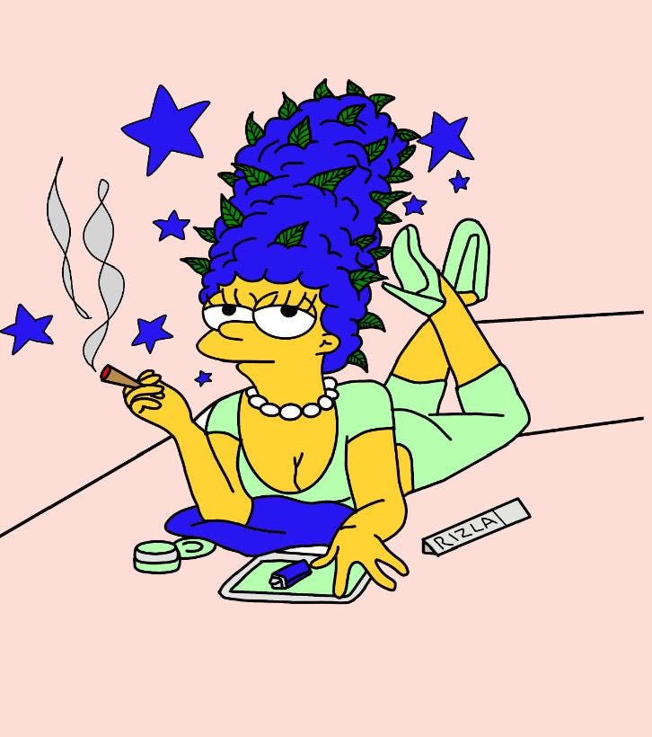 420 Adult Digital Colouring Page Marge Simpson Stoner/weed Themed ...