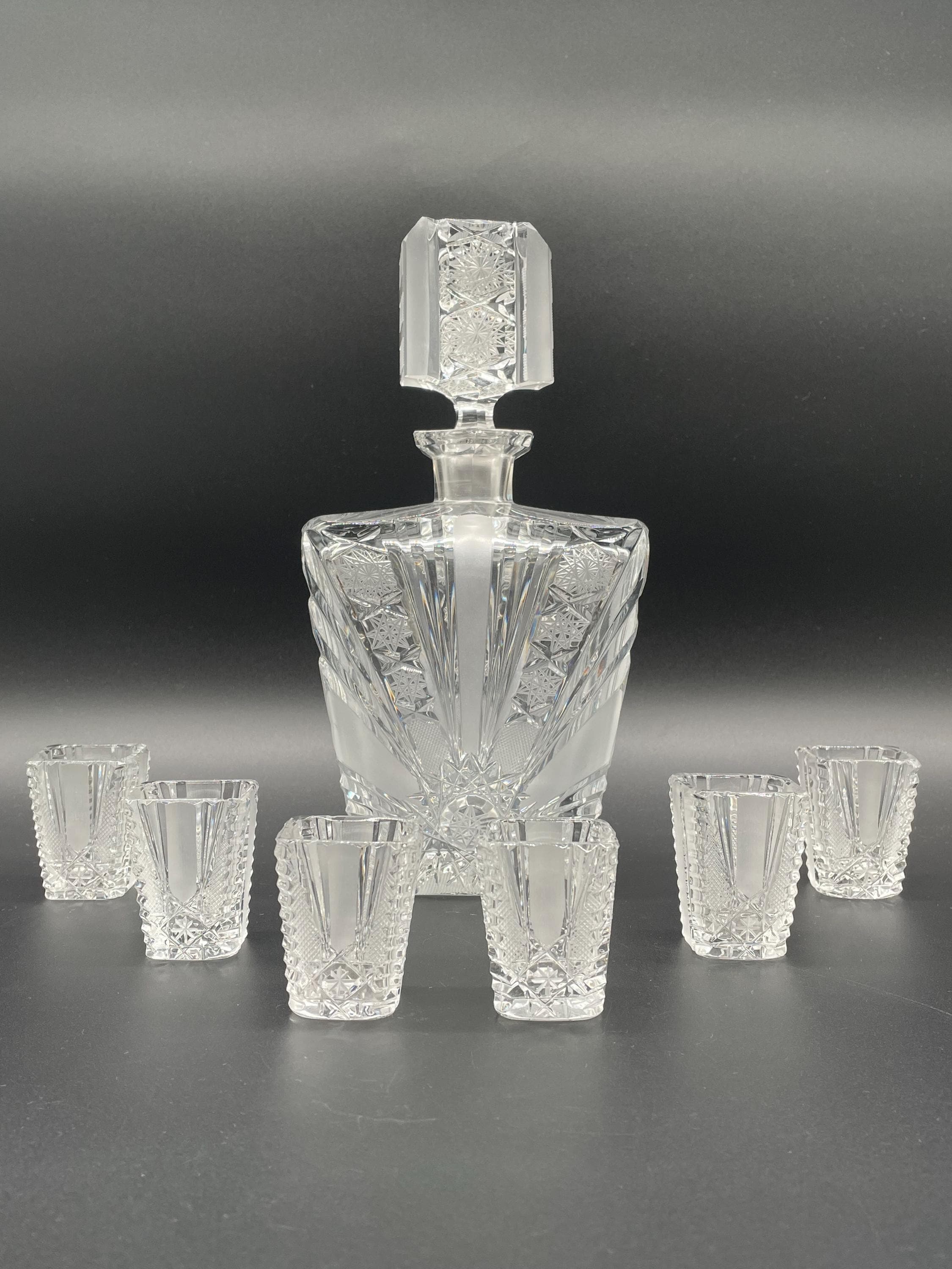 BOHEMIA HAND CUT LEAD CRYSTAL デキャンタ Bohemia 24% Lead Crystal Decanter Set With Six Glasses – Hand-cut