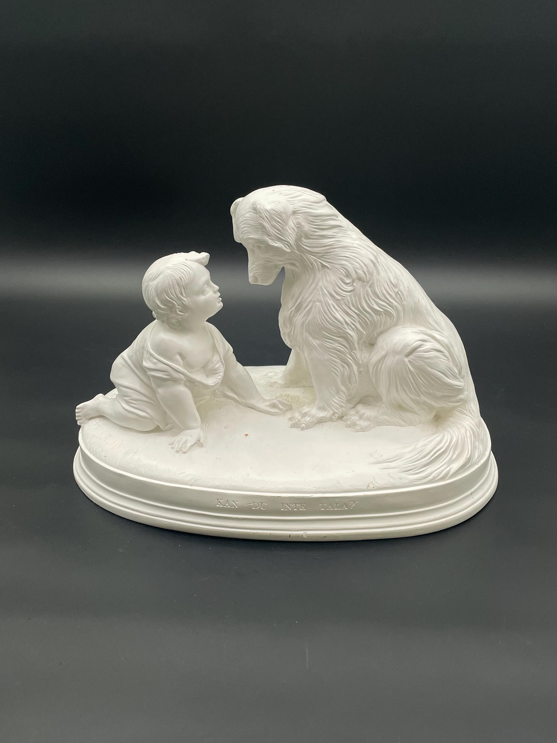 Rare 19th Century Scandinavian Bisque Sculpture “kan Du Inte Tala