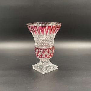 AnnaHütte Bleikristall Vase mit Rubinüberfang, Deutschland, 1970er Jahre