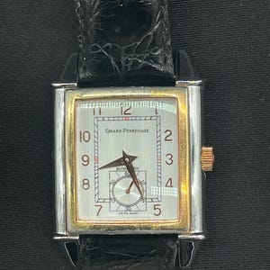 Relógio de pulso masculino vintage Girard Perregaux automático retangular, estilo suíço de luxo com inspiração Art Déco.
