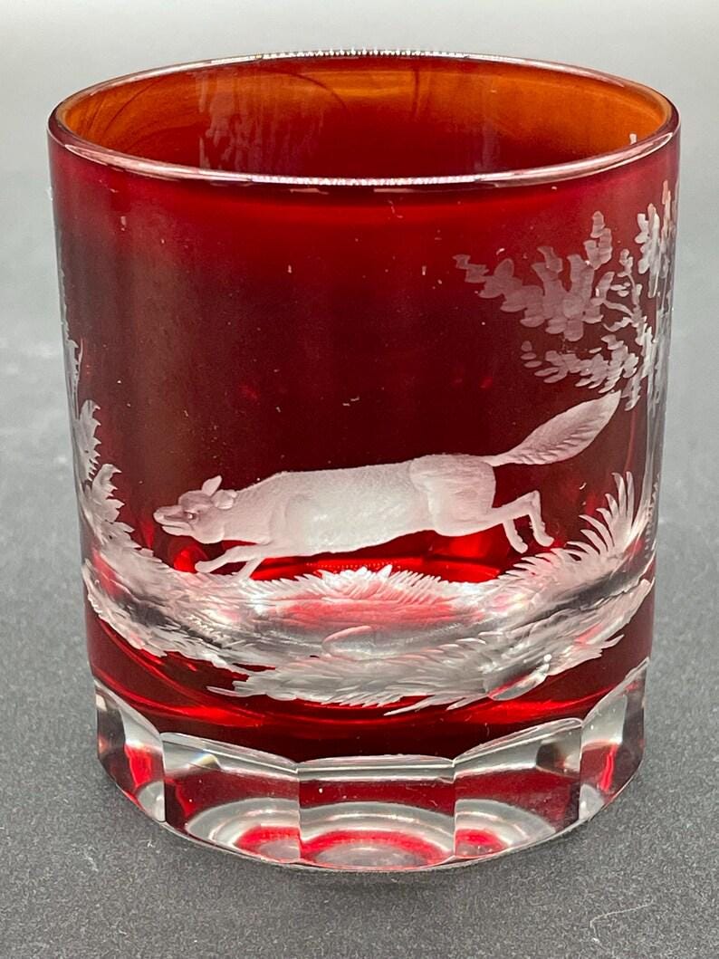 ボヘミアン エガーマン ルビーレッド クリスタル デキャンタ セット 森
