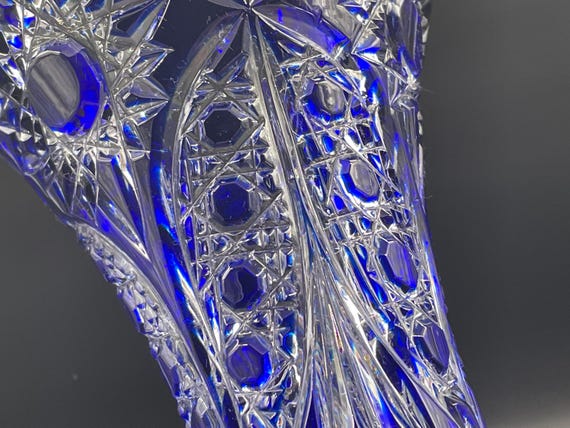 Gusev Crystal Factory – Hand-cut Cobalt Blue Lead Crystal Vase, 24
