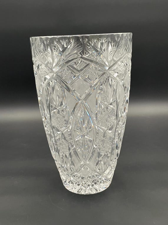 Pair of Heavy Hand-cut Bohemian Crystal Vases 3.2–3.5 Kg Each