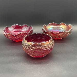 Juego de cuencos de cristal Imperial Ruby, Gillinder Sons, 1895