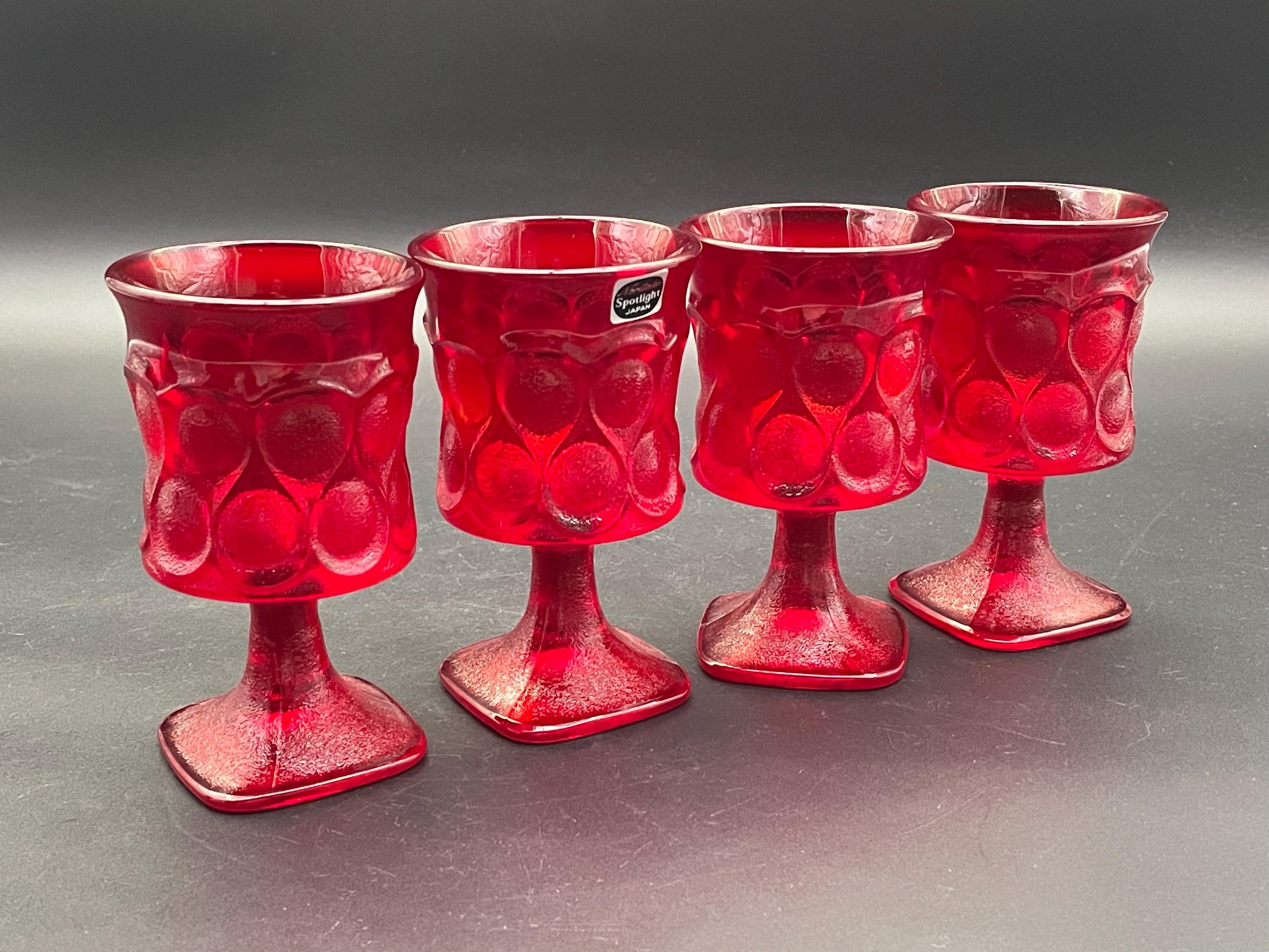ノリタケ Spotlight 赤 ガラス製品 Vintage Noritake Spotlight Ruby Red Goblet Set Japan 5 Pcs Mid