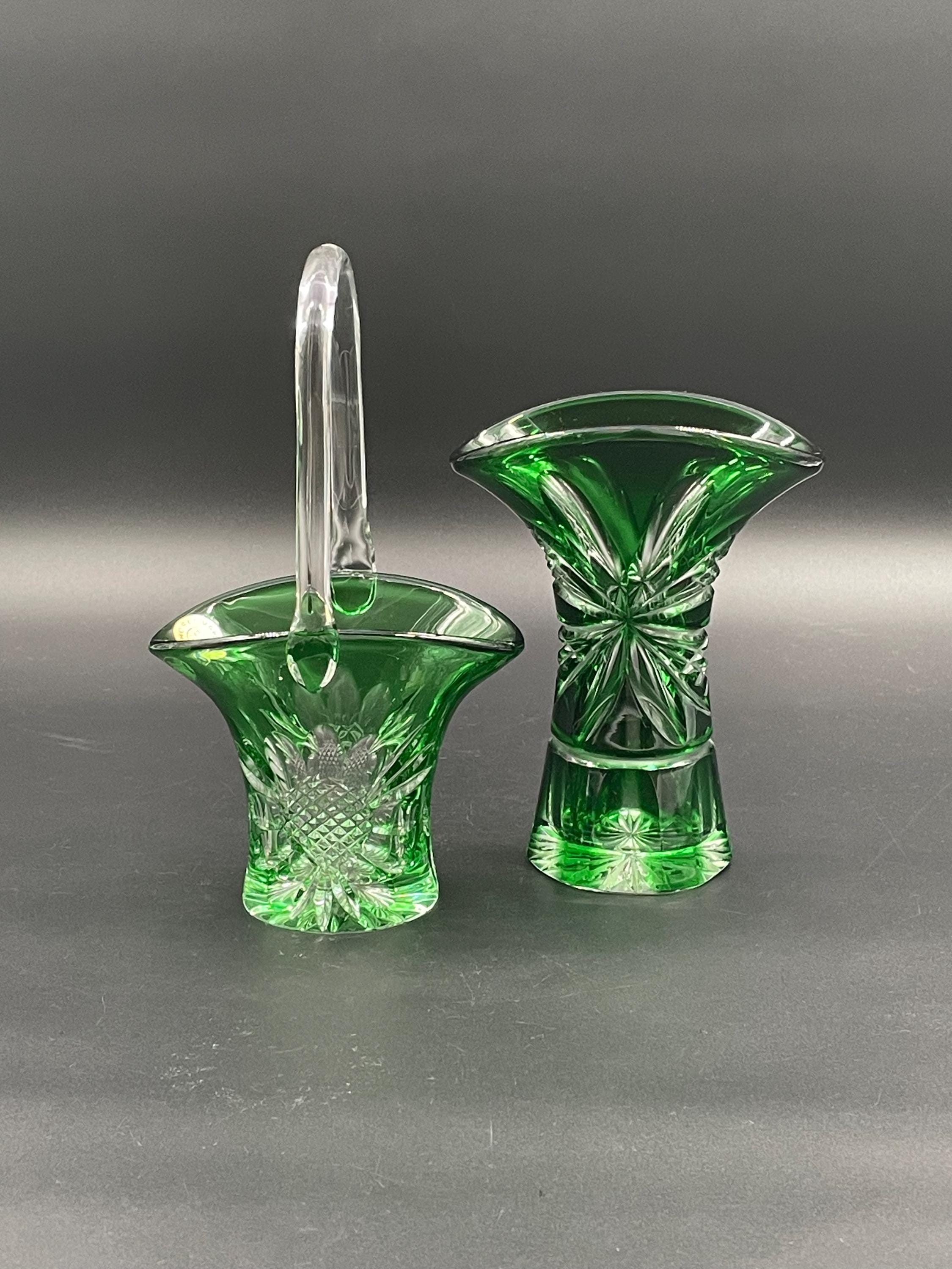 ボヘミアクリスタル フラワ-ベ-ス ハンドカット チェコ 新品ケース付 ボヘミアクリスタル フラワ-ベ-ス ハンドカット チェコ ケース付