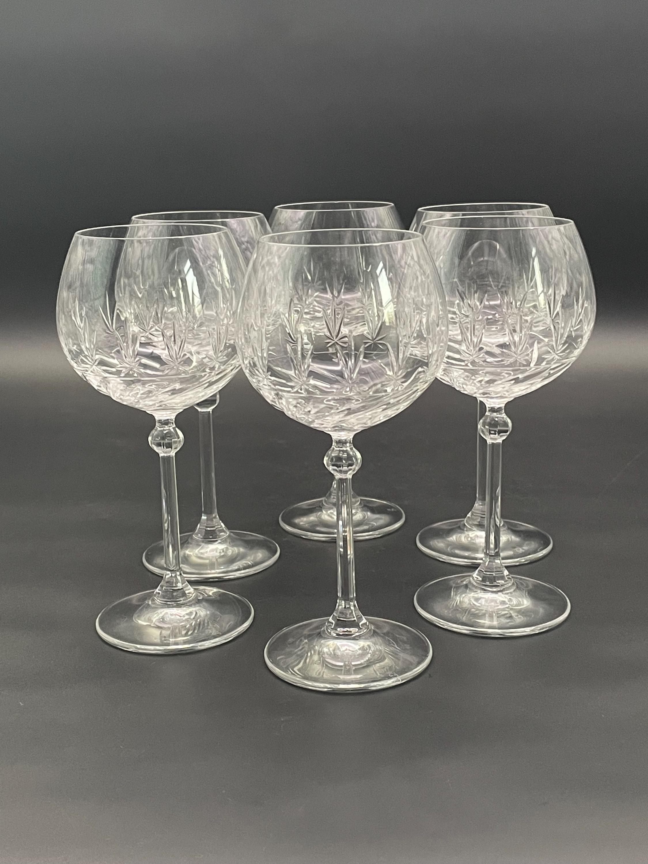 Imperial Austro-hungarian Crystal Goblets Set (6), Hand Blown