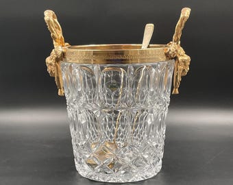 ボヘミアンクリスタルのブランデーグラス6個セット、24金縁と花の彫刻