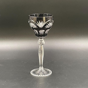 Imperial Bohemian Amethyst Crystal Goblet Optical Engraved Stem Harrach Rückl School circa 1875 1890