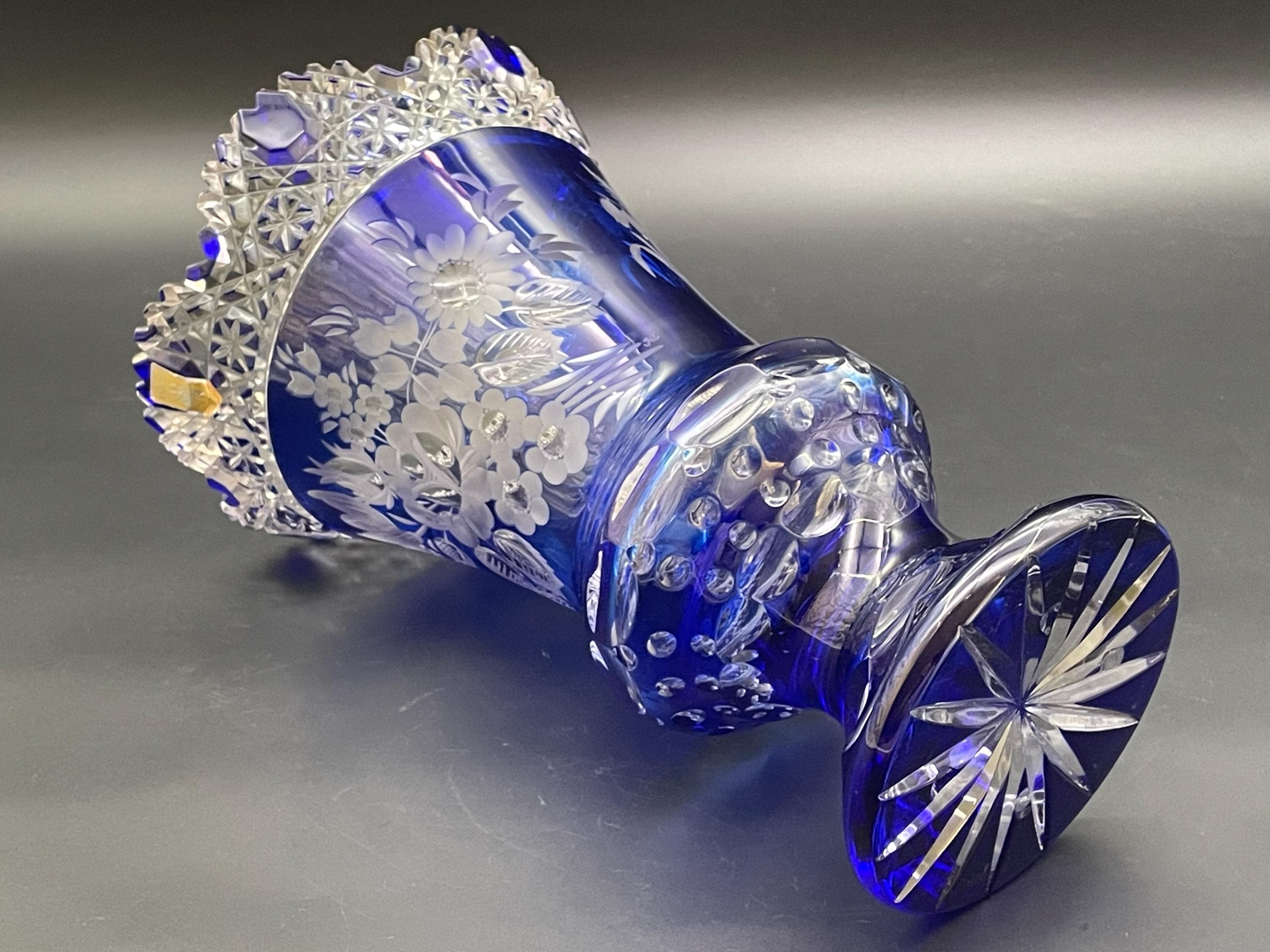 Meissener Bleikristall 青色クリスタル花瓶