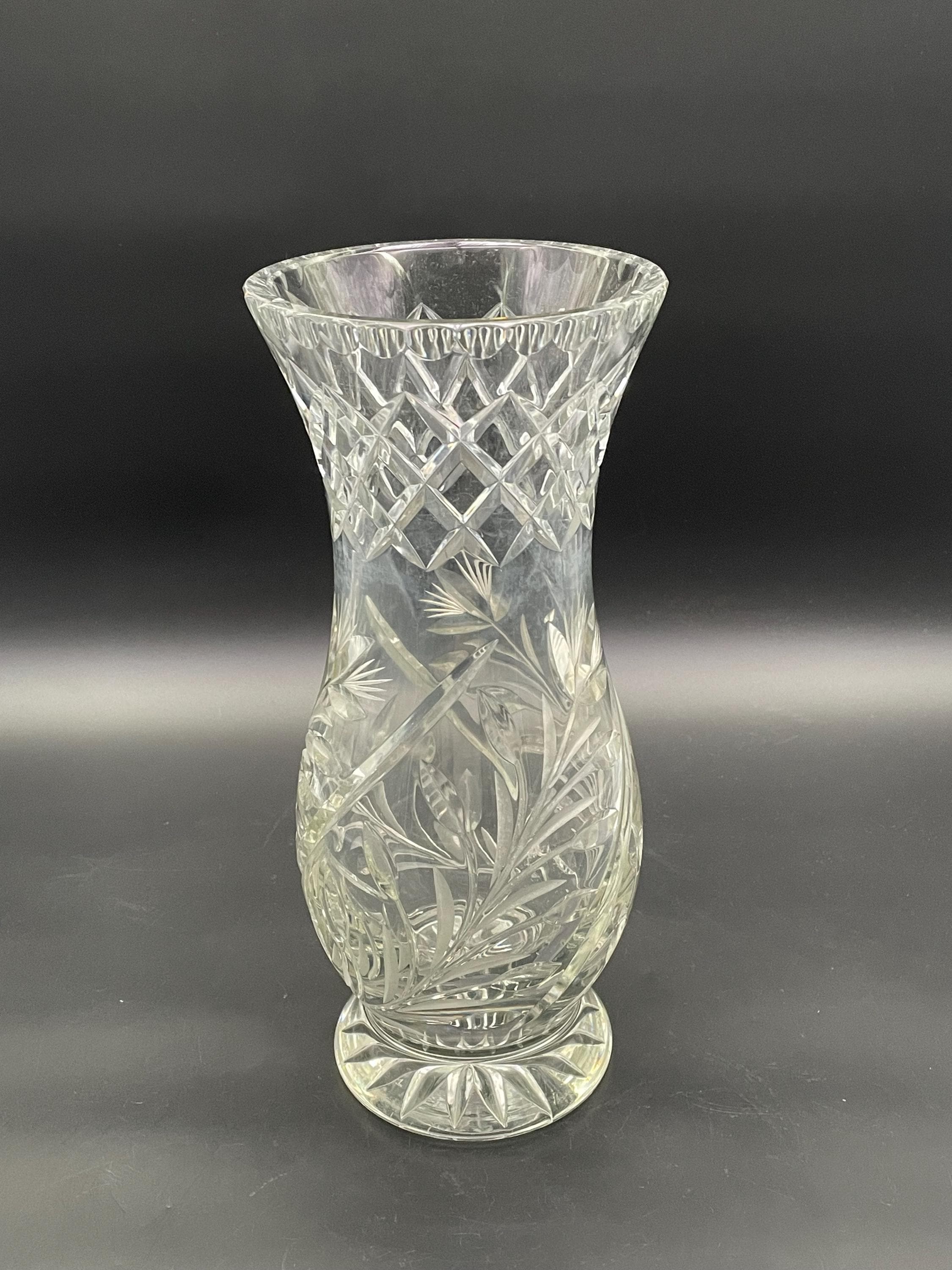 アンティークボヘミアンハンドカットクリスタル花瓶 1840～1870年 大型