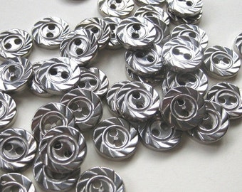 100 Tiny Textured Silver Buttons