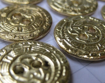 10 Small Brass Hieroglyph Buttons