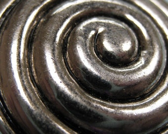 3 Large Silver Spiral Buttons