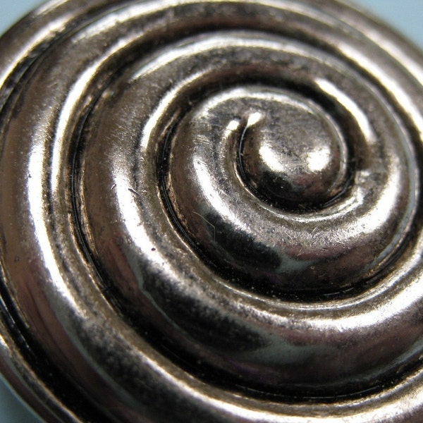 3 Large Silver Spiral Buttons