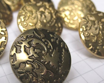 10 Black and Gold Brocade Buttons
