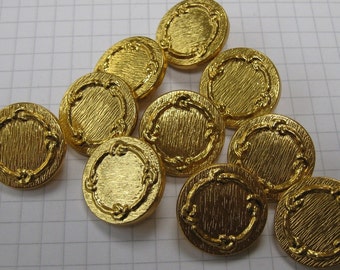 10 Bright Gold Wreath Buttons