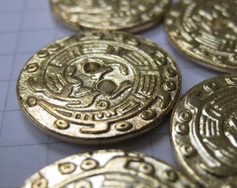 10 Medium Brass Hieroglyph Buttons