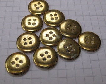 10 Small Flat Brass Buttons