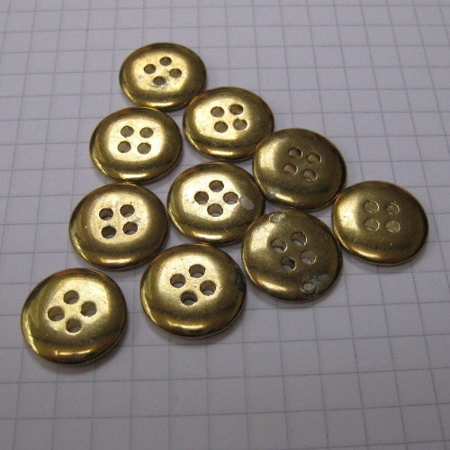 10 Small Flat Brass Buttons Etsy
