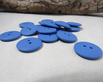 Flat Plain Bright Blue Buttons 20mm 24 pieces