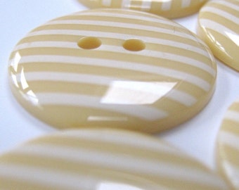 10 Candy Striped Pale Yellow Buttons
