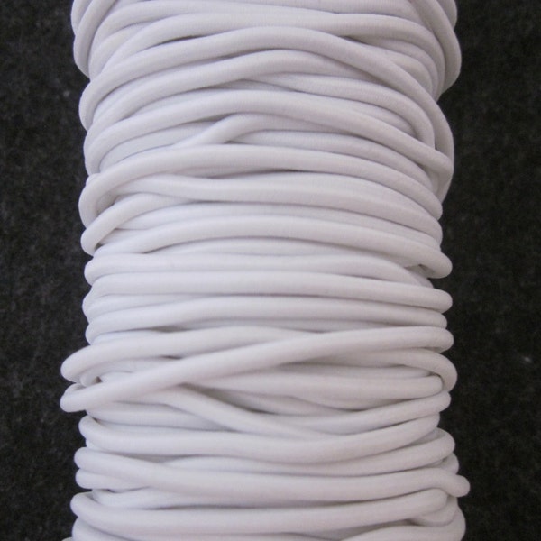 5 metres 2.5mm Round or Black White Elastic