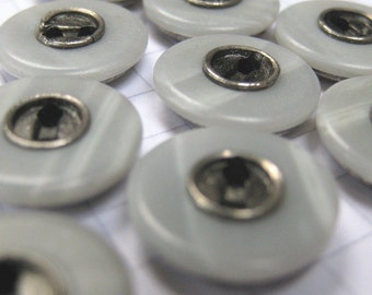 10 Small Pewter and Blue Buttons