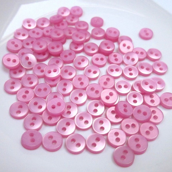 50 Tiny Cherry Pink Buttons