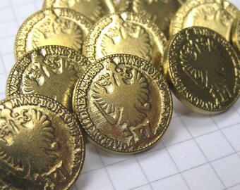 10 Small Gold Coin Buttons