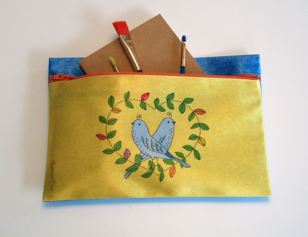 Zipper Pouch Clutch Purse Blue Cute Pencil Case Etsy