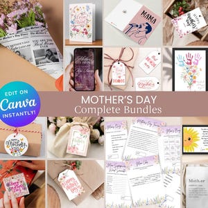 Printable Mother&#39;s Day Card Template , Mother Day Complete Bundle Happy Mother&#39;s Day Printable Tag, , Mothers Day Newspaper Template