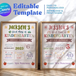 Editable Back to School Sign Reusable Personalized Signs Template Instant Digital Download Boho Kids gift First Day of School Sign Printable