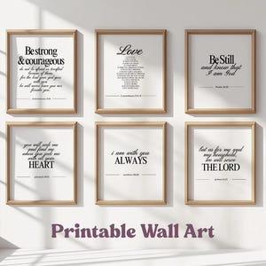 Christian Wall Art, Farmhouse Decor, Black and white Prints set of 6, Scripture Gallery Wall, Popular NIV Printables, Bible Verse Quotes