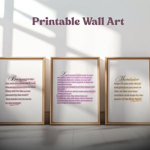 Set of 3 Bible Verse Wall Art, Christian Gift For Her Corinthians Script, Jesus Quote Wall Art, Modern Christian Wall Art, Scripture Print
