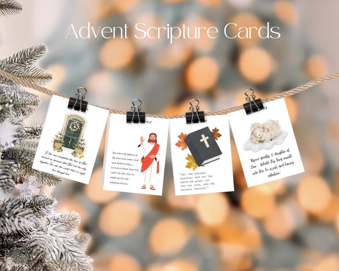 32 Advent Scripture Cards: Christian Family Christmas Countdown (PDF ...