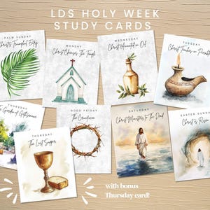 LDS Karwoche Studienkarten | Druckbare Ostergeschichten | LDS Osteradvent | Oster Schriftkarten | Karwoche Printable | Karwoche-Countdown