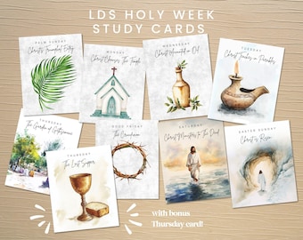 LDS Holy Week Study Cards | Printable Easter Story | LDS Easter Advent | Easter Scripture Cards | Holy Week Printable | Holy Week Countdown