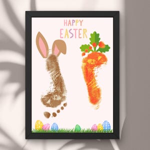 Hoppy Happy Easter/ Coelho Cenoura/ Pegada Arte Artesanal/ Pés Pés/ Crianças Bebê Criança Pequena/ Cartão Presente de Atividade