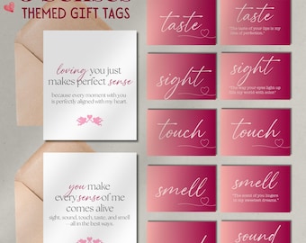 5 Senses Geschenkanhänger, Karten & Ideen - Geschenk für Freund, Freundin, Mann oder Frau - Valentinstag Geschenk - Geburtstagsgeschenk - Jahrestagsgeschenk