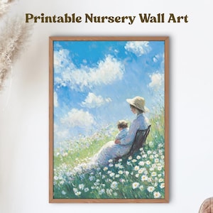 Motherhood Print Cottagecore Painting Motherhood Wall Art for Laundry Room Cottagecore Decor Clothesline Print Mothers Day Print Cottagecore