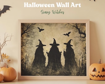 Witchy Decor Halloween Wall Art Printable Vintage Witch Wall Art Vintage Halloween Painting Rustic Halloween Décor Vintage Witch Halloween